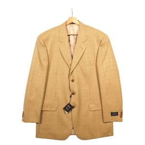 VTG Santorelli Italy Plaid Check Wool Blazer Sport Coat Jacket Made in Italy 44L